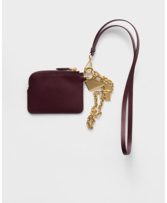  Saffiano Leather Card Holder with Shoulder Strap