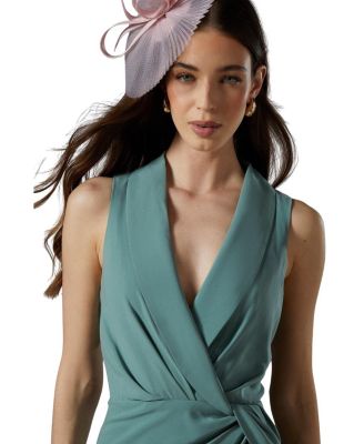 Shawl Collar Ruffle Hem Midi Dress