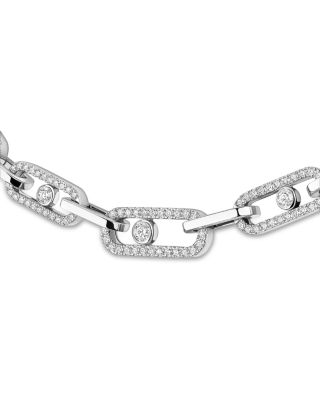 18K Rose Gold Diamond Move Link Pav&eacute; Necklace, 17.7"