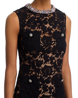Lace Crystal Embellished Mini Dress