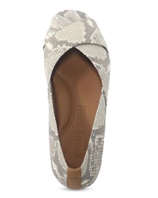 Women's Whoebe Snake Embossed Leather Open Toe Flats