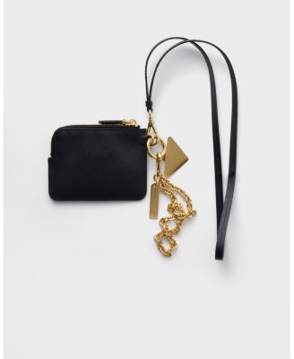  Saffiano Leather Card Holder with Shoulder Strap