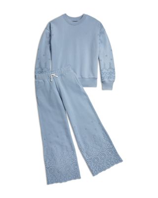  Girls' Eyelet French Terry Wide Leg Sweatpants - Big Kid