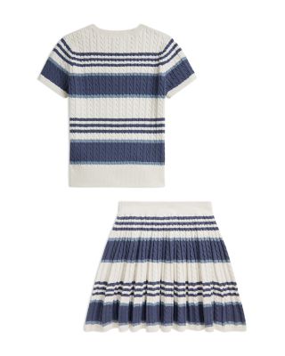 Girls' Striped Cable Sweater & Skirt Set - Big Kid