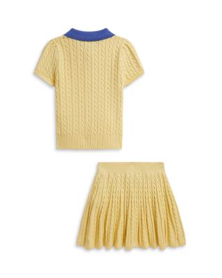 Girls' Mini Cable Polo Cardigan & Skirt Set - Little Kid