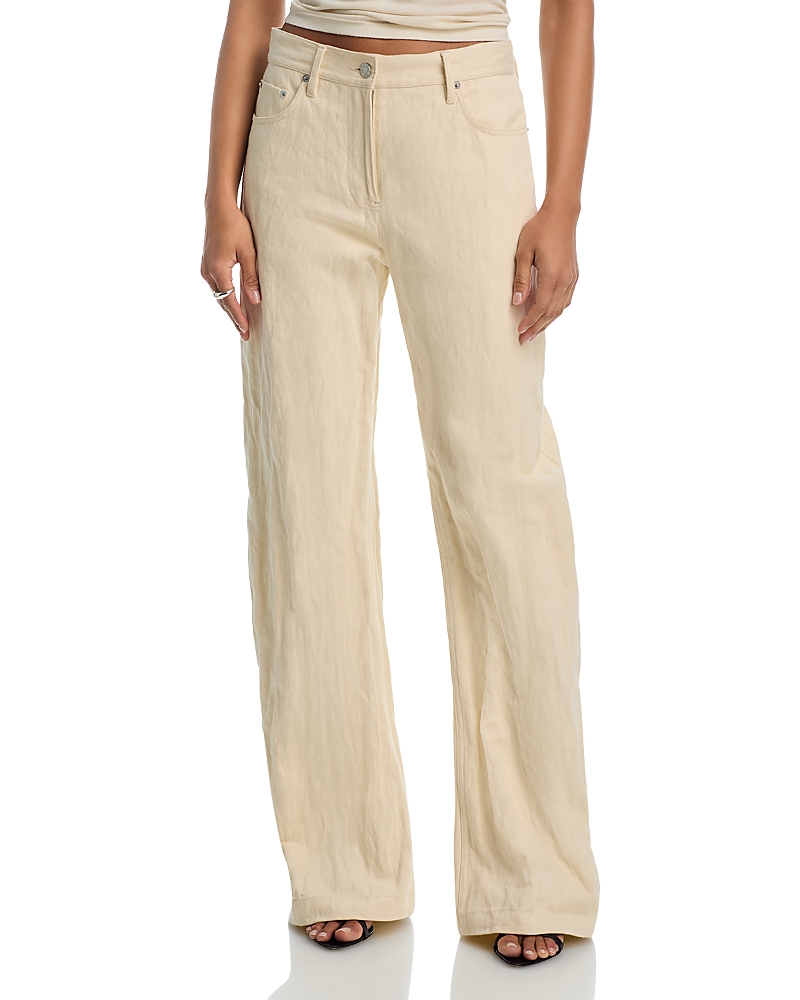 Helmut Lang Crushed High Rise Bootcut Jeans in Muslin