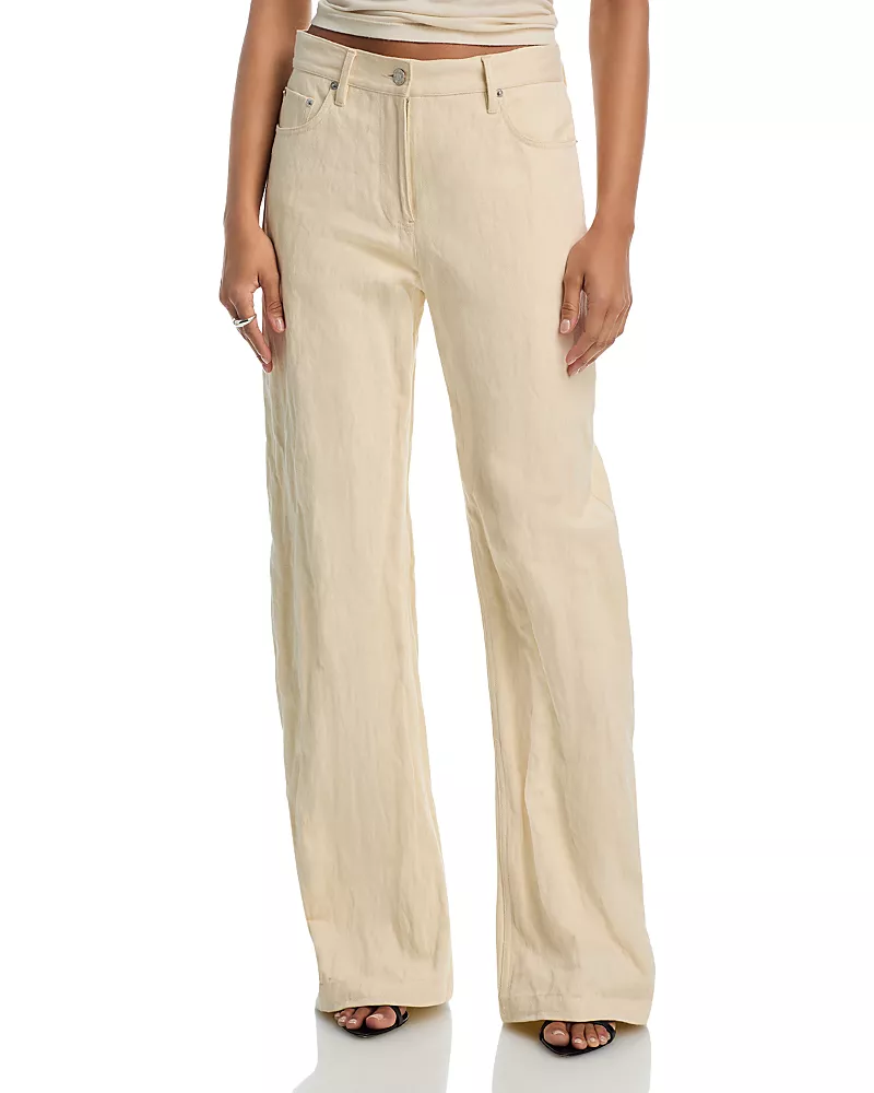 Helmut Lang Crushed High Rise Bootcut Jeans in Muslin