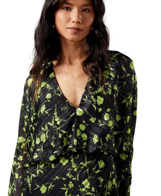 Shadow Stripe Floral Batwing Midi Dress