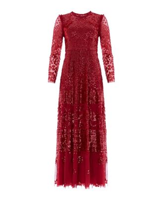 Aurora Long Sleeve Round Neck Gown