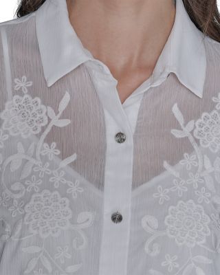 Long Sleeve Embroidered Flower Blouse