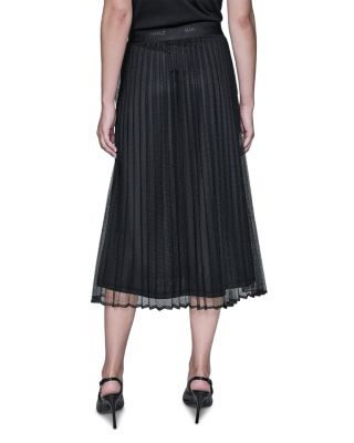 Long Polka Dot Mesh Skirt