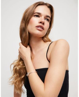 Unode50 Sterling Silver-Plated Bangle Bracelet with White Topaz