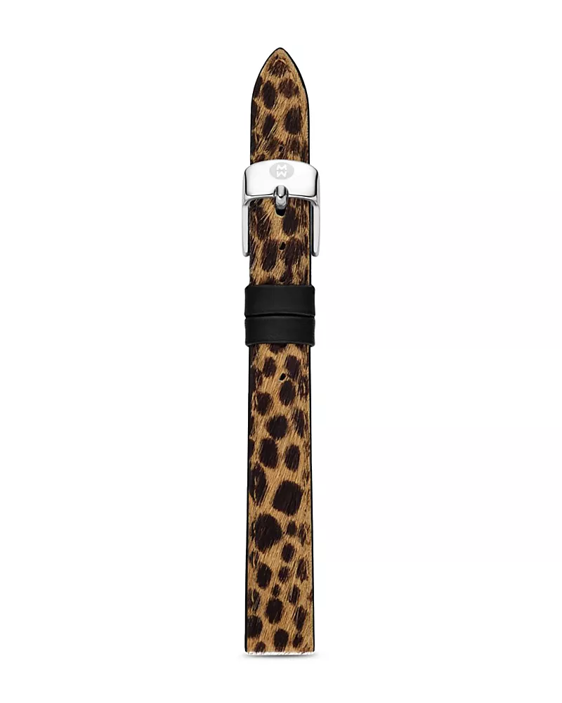 Michele Leopard Print Calf Hair Watch Strap, 12mm