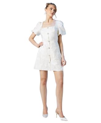Jewel Button Bridal Mini Dress