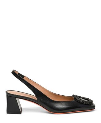 Women's Leather Mid-Heel Slingback