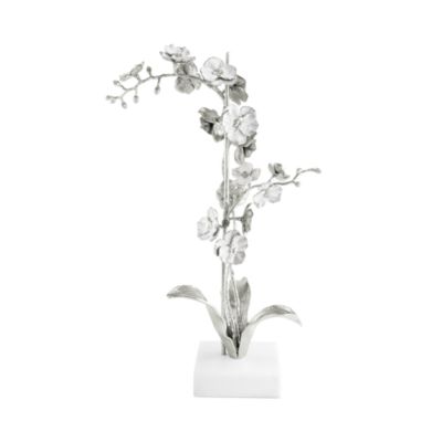 Silver Orchid Stem Sculpture - Large