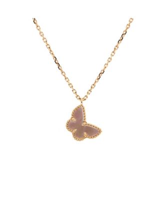  Sweet Alhambra Butterfly Pendant Necklace 18K Gold and Mother of Pearl, 15.25 - 16"