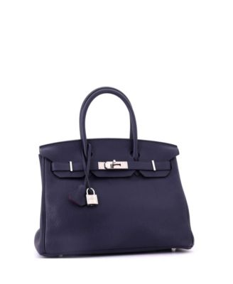 Birkin 30 Handbag Verso Clemence with Palladium Hardware