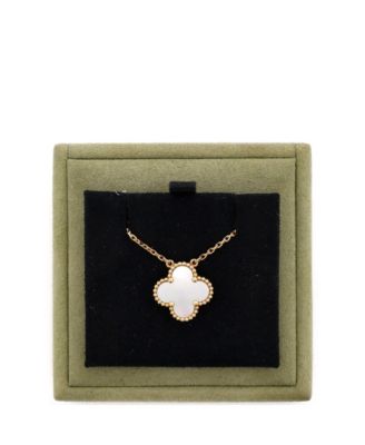  Vintage Alhambra Pendant Necklace 18K Gold and Mother of Pearl, 14.5 - 16.25"