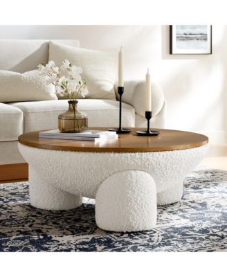  Tridome Round Boucle Upholstered Storage Coffee Table