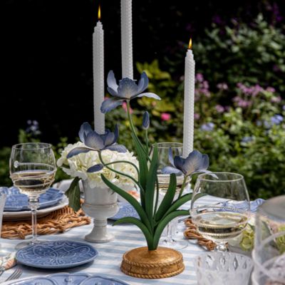 Meadow Walk Iris 14" Centerpiece Candelabra - Chambray