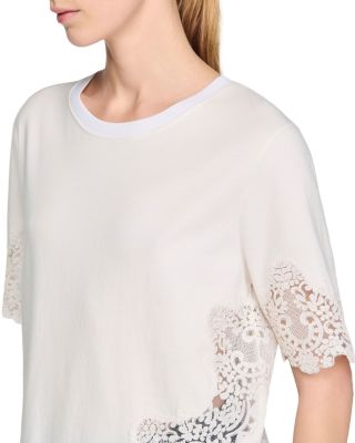 Cotton Tee with Lace Detail