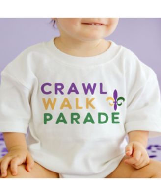 Crawl Walk Parade Mardi Gras Short Sleeve Romper - Baby