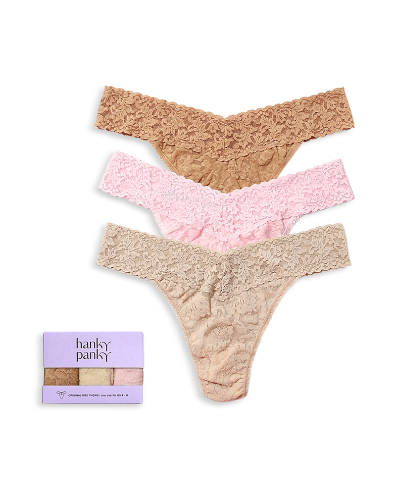 Hanky Panky Signature Lace Original Rise Thongs, Set of 3 · OS