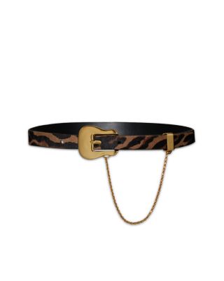 Leopard Print Leather Belt