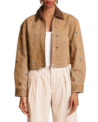 Contrast Collar Embellished Jacket