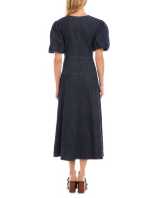 Puffed Sleeve Midi Dress