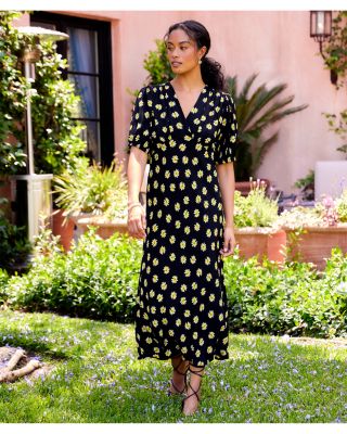 Puffed Sleeve Bias Cut Dress