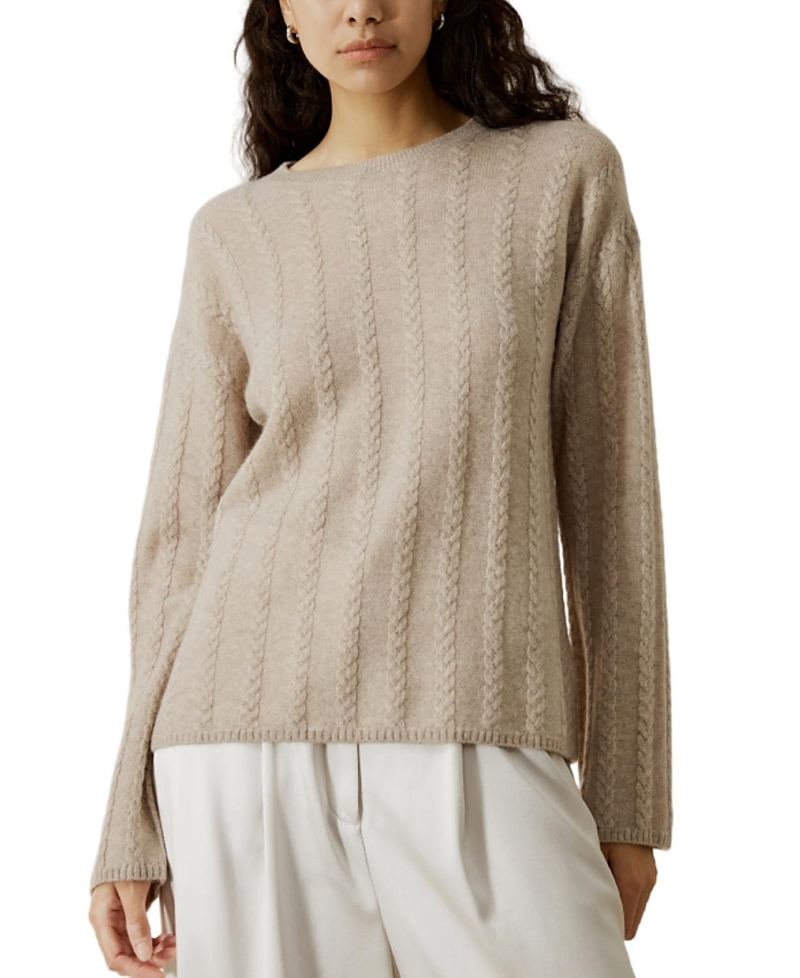 Lilysilk Semi Sheer Cable Knit Cashmere Sweater