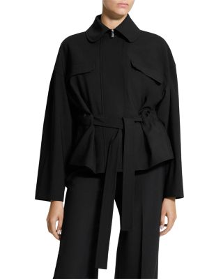 Wool Blend Cinched Flight Jacket