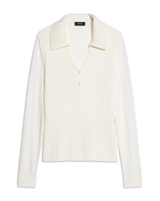 Merino Wool Ribbed Collar Sweater