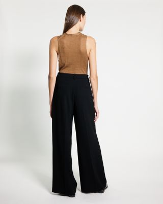 Wide Leg Pleated Trousers