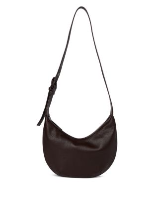 Sia Small Curved Brown Leather Crossbody Bag