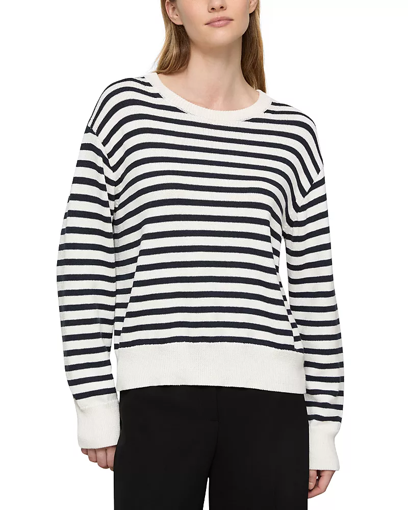 Lafayette 148 New York Striped Crewneck Sweater