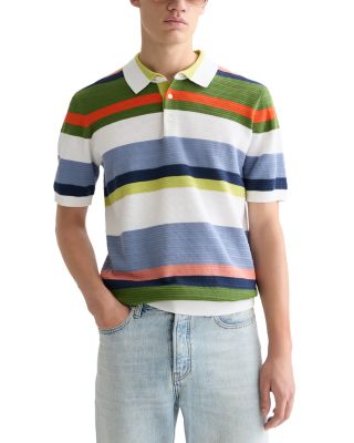 Structured Striped Knitted Polo Shirt