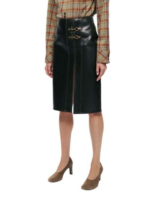 Buckle Detail Front-Slit Skirt