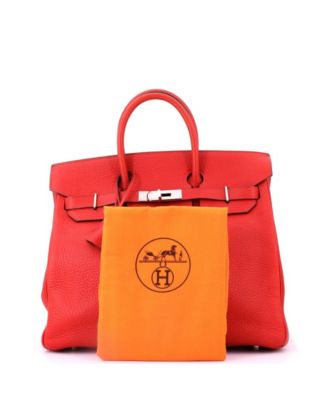 HAC 32 Handbag Red Clemence with Palladium Hardware