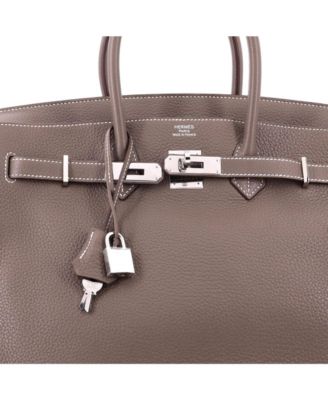 Birkin 35 Handbag Grey Clemence with Palladium Hardware