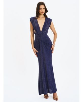 Terri Sparkle Plunging Backless Maxi Dress