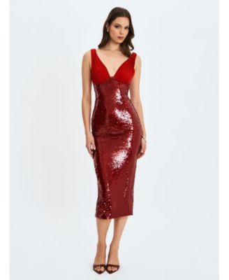  Shanelle Sequin Plunging Midi Dress