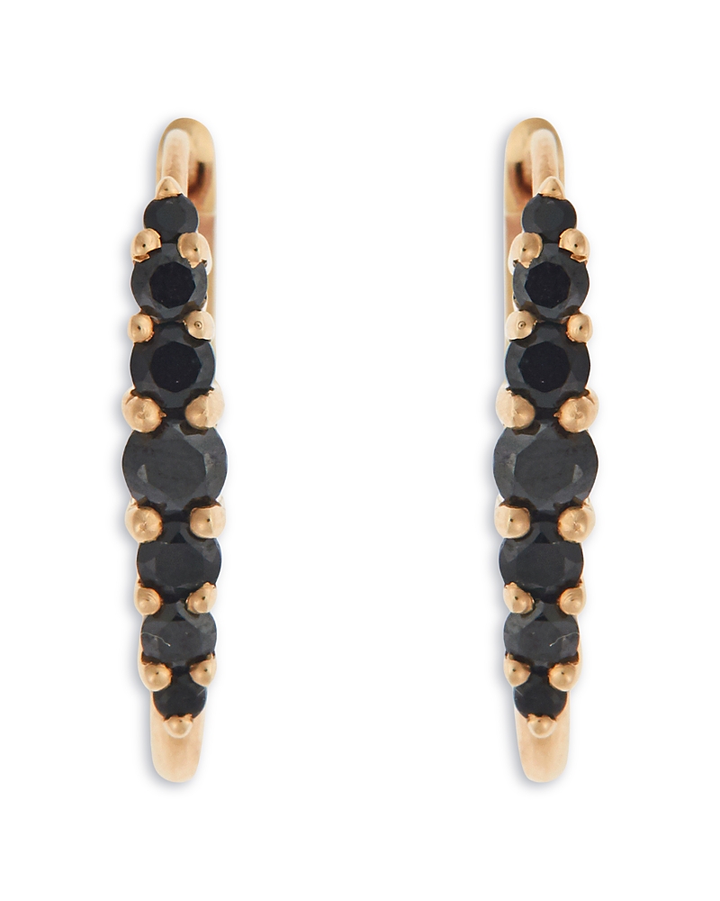 Ileana Makri 18K Yellow Gold Fine Rivulet Black Diamond Hoop Earrings