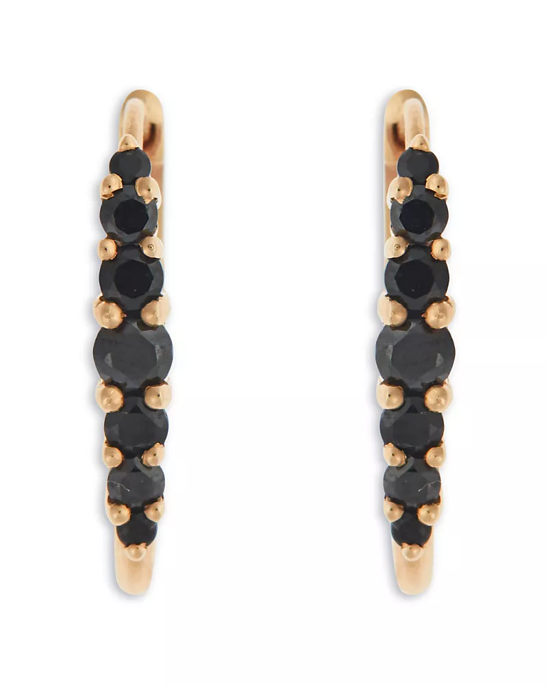 Ileana Makri 18K Yellow Gold Fine Rivulet Black Diamond Hoop Earrings