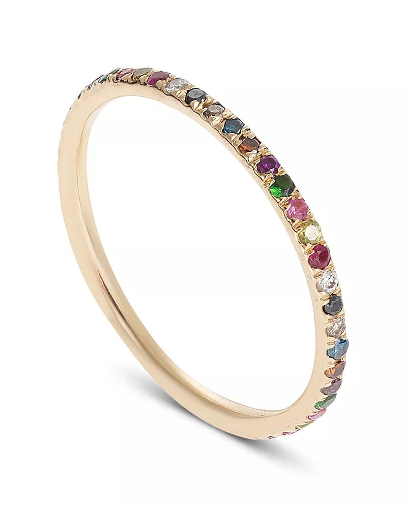 Ileana Makri 18K Yellow Gold Fine Classic Multi Gemstone Rainbow Eternity Band