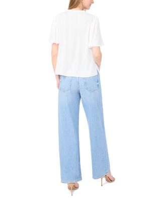 Tie Neck Flutter Sleeve Top