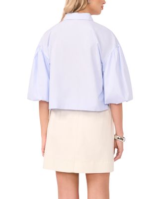 Puff Sleeve Cotton Button Up Top