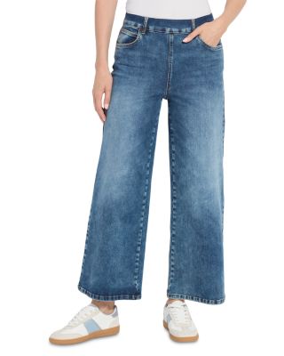 Sylvie Pull On Wide Leg Jeans in Indigo